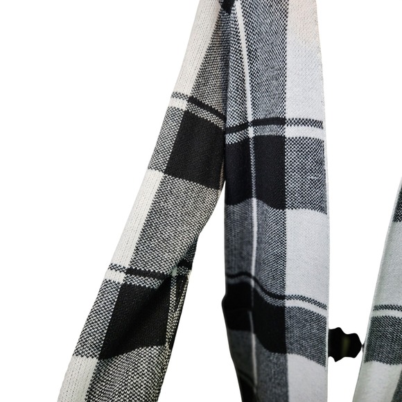 Fortune + Ivy Womens XL Black White Buffalo Plaid Cardigan Duster Shacket - Picture 4 of 8